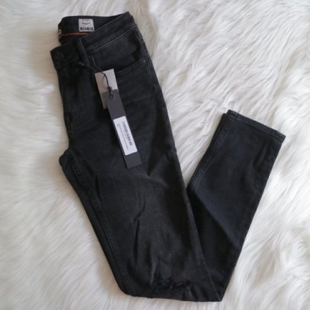 NEW D-ID Faded Black Skinny Fit Ripped Jeans Size 29